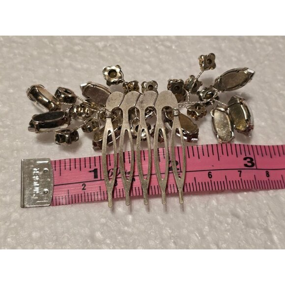 Crystal Rhinestone Hair Comb Clip Bridal Accessory Silver Tone Elegant Design - Picture 3 of 3